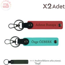Öğrenciye Şık Sürpriz, Isimli 2’li Anahtarlık Takımı, Nar Çiçeği-Turkuaz-Yeşil