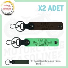 Hız Severlere Isim Plaka ve B Rh (+) Kan Grubu Yazılı X2 Motorcu Anahtarlık, K Kahve-F Yeşil-Ysl