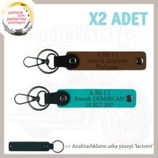 Hız Tutkunlarına, Isim Plaka ve A- Kan Grubu Yazılı Kişiye Özel X2 Anahtarlık, Kahve-K Turkuaz-Laci