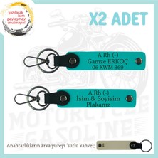 Yol Arkadaşlarına Özel Isim Plaka, A Rh (-) Kan Grubu Yazılı Kişiye Özel X2 Anahtarlık, K Turkuaz-Sk