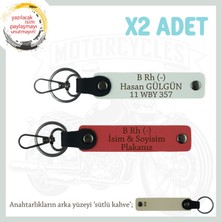 Hız Severlere Özel, Isim Plaka ve B Rh (-) Kan Grubu Yazılı X2 Anahtarlık Set, Nar Çiçeği-Beyaz-Sk