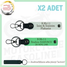 Motorcu Arkadaşlara, Isim Plaka ve B Rh- Kan Grubu Yazılı Acil Durum Anahtarlığı, Beyaz-F Yeşil-Laci