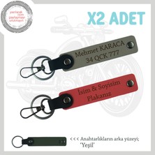 Isimli ve Plakalı X2 Anahtarlık, Özel Günler Için Şık ve Anlamlı Hediye Set, Nar Çiçeği-Kül Gri-Ysl