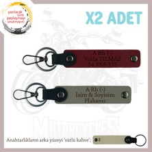 Hız Tutkunlarına Isim Plaka, A Rh (-) Kan Grubu Yazılı X2 Anahtarlık Seti Armağanı, Kül Gri-Bordo-Sk