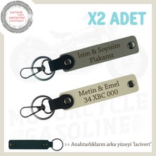 Harf Harf Size Özel – Deri 2’li Anahtarlık Seti Plaka ve Isimli Seçeneklerle, Kül Gri-S Kahve-Laci