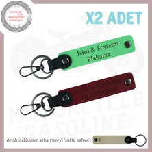 Kendine Özel Tasarım – Kişisel Deri Anahtarlık Seti Plaka ve Isim Detaylı, Fıstık Yeşil-Bordo-Sk