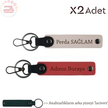 Anneler Gününe Romantik Sürpriz, Isimli 2’li Anahtarlık Takımı, Nar Çiçeği-Pudra-Lacivert