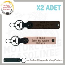 Hız Aşıkları Için, Isim Plaka ve 0- Kan Grubu Yazılı Hediyelik X2 Anahtarlık, Yavruağzı-K Kahve-Laci