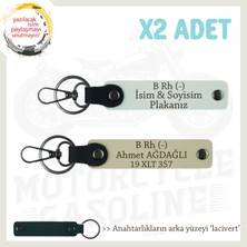 Maceracı Erkeklere, Isim Plaka ve B Rh (-) Kan Grubu Yazılı X2 Hediye Anahtarlık, Beyaz-S Kahve-Laci