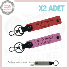Isimli ve Plakalı Anahtarlık Seti – Ikili Şık Seçenek, Tüm Sürücülere Uygun, Nar Çiçeği-Pembe-Gr