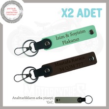 Modern Tasarım, Kişisel Dokunuş – Deri 2’li Anahtarlık Takımı Plaka ve Isimli, Yeşil-K Kahve-Gr