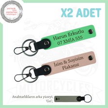 Otobüs Anahtarlarına Uygun, Isim ve Plaka Yazılabilen X2' Li Anahtarlık Takım, Yavruağzı-F Yeşil-Gr