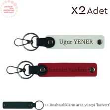 Sevgiliye Mezuniyet Sürprizi, Isim Yazılı 2’li Anahtarlık Hediye Takımı, Kırmızı-Beyaz-Lacivert