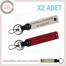 Kişiye Özel Isimli & Plakalı Ikili Anahtarlık, Sevdiklerinize Sürpriz Hediye, Kırmızı-Pudra-Sk