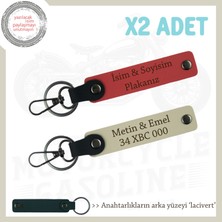 Yol Sürücülerine, Isim ve Plaka ve Yazılı 2'li Anahtarlık Hediyelik Takım, Nar Çiçeği-S Kahve-Laci