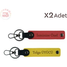 Çocuğa Karne Hediyesi, Isimli 2’li Anahtarlık Seti, Nar Çiçeği-Sarı