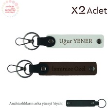 Yeni Doğan Ebeveynlerine, Isim & Soyisim Yazılı 2’li Anahtarlık Seti, Koyu Kahve-Beyaz-Siyah