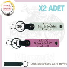 Yol Tutkunları, Isim Plaka ve A Rh (+) Kan Grubu, Kişiye Özel 2'li Anahtarlık Seti, Beyaz-Pembe-Laci