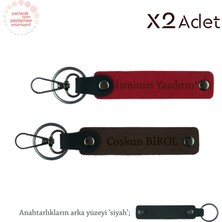 Kurumsal Çalışanlara Yılbaşı Sürprizi, Isimli 2’li Anahtarlık Takımı, Kırmızı-Koyu Kahve-Siyah