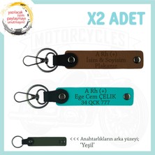 Hız Tutkunlarına, Isim Plaka ve A+ Kan Grubu Yazılı Kişiye Özel X2 Anahtarlık, Kahve-K Turkuaz-Ysl