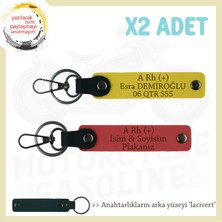 Tüm Sürücülere, Isim Plaka ve A Rh (+) Kan Grubu Yazılı X2' Li Set Anahtarlık, Nar Çiçeği-Sarı-Laci