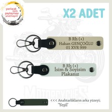 Motosiklet Acil Durum Anahtarlığı Hediye, Isim Plaka ve B Rh (+) Kan Grubu Yazılı, Beyaz-S Kahve-Ysl