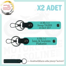 Motor Plakan ve Ismin Anahtarlığında! Isim Plaka ve A Rh (+) Kan Grubu X2 Anahtarlık, Turkuaz-Laci