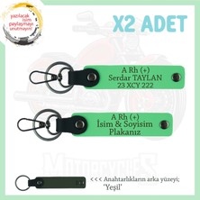 Motosiklet Tutkunlarına, Isim Plaka ve A (+) Kan Grubu Yazılı Acil Durum X2 Anahtarlık, F Yeşil-Ysl