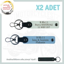 Yolların Maceracıları Için, Isim Plaka, B Rh (-) Kan Grubu Yazılı Özel X2 Anahtarlık, Mavi-Beyaz-Syh