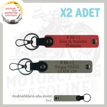 Hız Aşıkları Için Özel, Isim Plaka ve B Rh (-) Kan Grubu Yazılı X2 Anahtarlık, Nar Çiçeği-Kül Gri-Gr