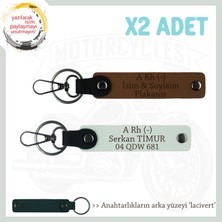 Motorculara Özel Isim Plaka, A(-) Kan Grubu Yazılı Kişiselleştirilen X2 Anahtarlık, Kahve-Beyaz-Laci