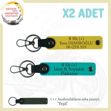 Hız Severlere Özel Isim Plaka, B Rh (+) Kan Grubu Yazılı X2 Anahtarlık Hediyesi, K Turkuaz-Sarı-Ysl