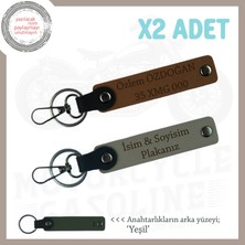 Hız Aşıkları Için Isim ve Plaka Yazılı Özel 2'li Anahtarlık Hediyelik Hatıra Set, Kül Gri-Kahve-Ysl