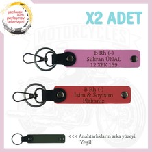 Ehliyeti Olanlara Hediye Isim Plaka ve B Rh (-) Kan Grubu Yazılı X2 Anahtarlık, Nar Çiçeği-Pembe-Ysl