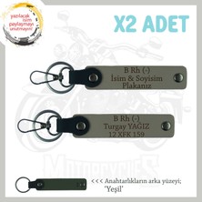 Motorcu Dostlara Özel, Isim Plaka ve B Rh (-) Kan Grubu Güvenli Sürüş X2' Li Anahtarlık, Kül Gri-Ysl