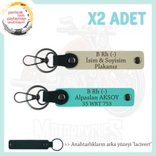 Motosiklet Aşıkları Için Özel Isim Plaka ve B - Kan Grubu Yazılı X2 Anahtarlık, S Kahve-Turkuaz-Laci