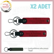 Motosiklet Maceracılarına, Isim Plaka ve 0 Rh + Kan Grubu Yazılı 2' Li Anahtarlık Set, Kırmızı-Ysl