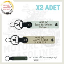 Motosiklet Acil Durum Anahtarlığı Hediye, Isim Plaka ve 0 Rh (+) Kan Grubu Yazılı, Beyaz-S Kahve-Ysl