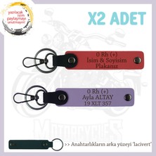 Motosiklet Maceracılarına, Isim Plaka ve 0 Rh (+) Kan Grubu 2'li Anahtarlık Set, Nar Çiçeği-Mor-Laci