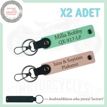 Harf Harf Size Özel – Deri 2’li Anahtarlık Seti Plaka ve Isimli Seçeneklerle, Yavruağzı-Yeşil-Laci
