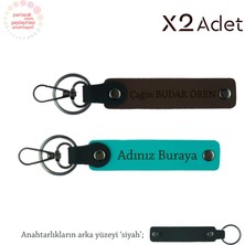 Sevgiliye Evlilik Yıldönümü Hediyesi, Isim Yazılı 2’li Anahtarlık Takımı, Koyu Turkuaz-K Kahve-Siyah