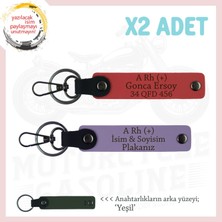 Motosiklet Maceracılarına, Isim Plaka ve A Rh (+) Kan Grubu, X2 Set Anahtarlık, Nar Çiçeği-Mor-Ysl