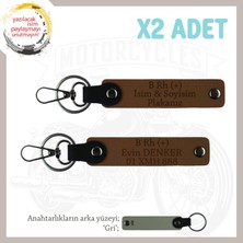 Hız Severlere, Isim Plaka ve B+ Kan Grubu Yazılı Özel Üretim X2 Anahtarlık, Sürpriz Hediye, Kahve-Gr