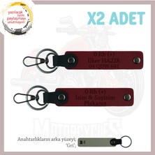 Hız Aşıkları Için Isim Plaka ve 0 Rh (+) Kan Grubu, Kişisel, Acil Durum Deri X2 Anahtarlık, Bordo-Gr
