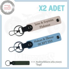 Sürpriz Arayanlara, Kişiye Özel Plaka ve Isim Yazılı 2’li Anahtarlık Hediyelik, Pudra-Gök Mavi-Ysl