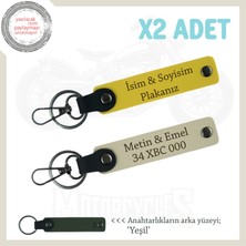 Ehliyet Sahiplerine Özel X2 Anahtarlık Seti – Plaka ve Isimle Kişiselleştirme, Sarı-S Kahve-Ysl