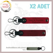 Arkadaşa Isim Plaka ve A Rh (+) Kan Grubu Yazılı Kişiselleştirilmiş X2 Anahtarlık, Kırmızı-Bordo-Gr