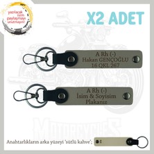 Motorcu Dostlara Özel, Isim Plaka ve A Rh (-) Kan Grubu Güvenli Sürüş X2' Li Anahtarlık, Kül Gri-Sk