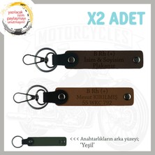 Motor Severlere, Isim Plaka ve B + Kan Grubu Yazılı Anlamlı Hediye X2 Anahtarlık, Kahve-K Kahve-Ysl