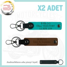 Hız Tutkunlarına, Isim Plaka ve B+ Kan Grubu Yazılı Kişiye Özel X2 Anahtarlık, Kahve-K Turkuaz-Syh